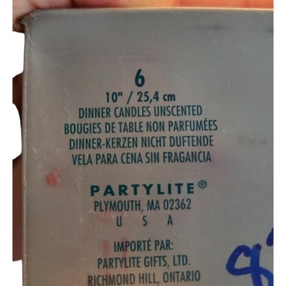 Vintage Partylite Box of 6 Colonial Rose Unscented Dinner Candles 10 Inch Tapers - Picture 2 of 3
